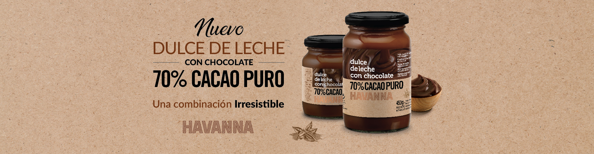 Nuevo Dulce de Leche con Chocolate 70% Cacao. ¡Una combinación irresistible! Hacemos envíos a toda Europa.